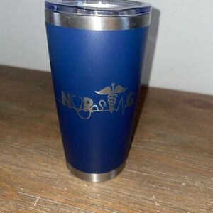 Blue Nursing Tumbler with Silver Accents